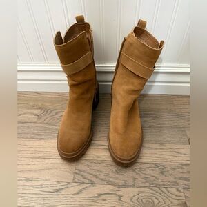 Naturalizer Tan Suede Mid-Calf Pull-On Boots